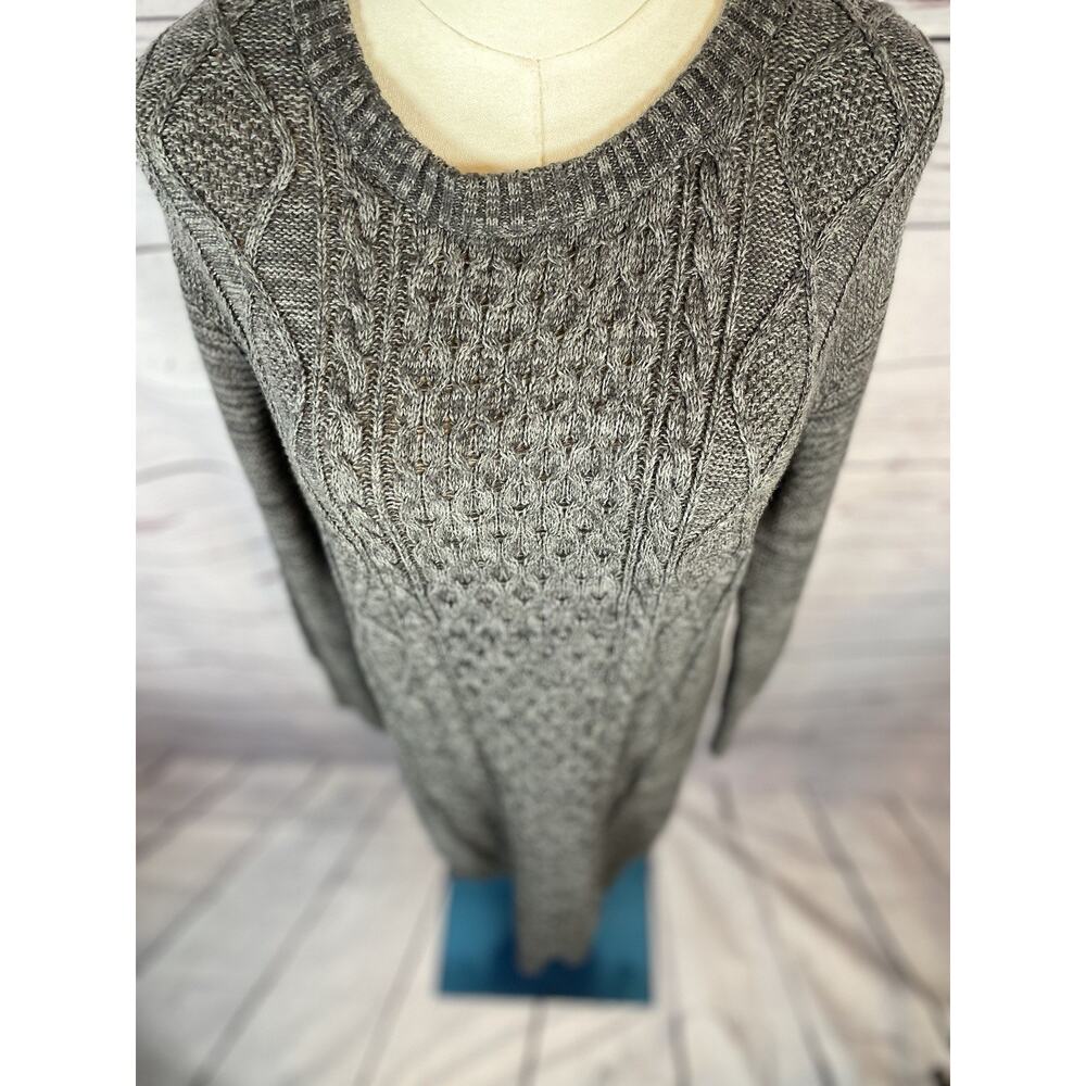 PACT Organic Cotton Gray Cable Knit Sweater Dress Women’s Size Small Crew Neck - Picture 2 of 6